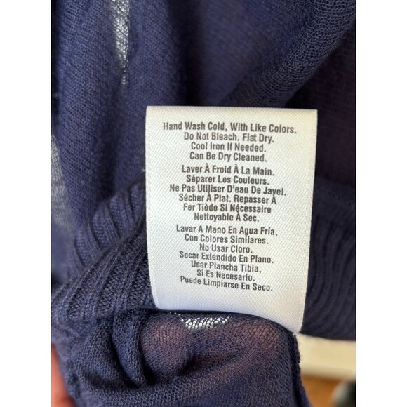 DKNY semi sheer navy top.  Size Large. - Picture 10 of 11